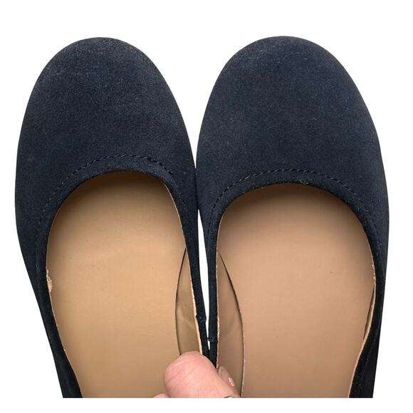 Lands End Suede Ballet Flats Navy Sz 7 Balletcore Career School Preppy Casual - Picture 4 of 13